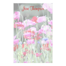 Red and Pink Poppies Customizable Template Custom Stationery