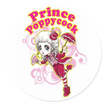 Red and Pink Poppycock Round Sticker