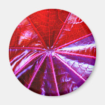 Red and Purple Tropical Castor Leaf Refrigerator Magnets