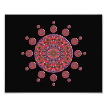 Red and Purple Tulip Mandala Fractal Photographic Print