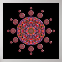 Red and Purple Tulip Mandala Fractal Poster