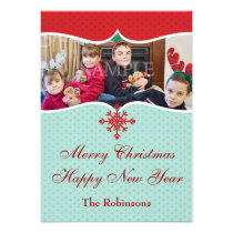 Red and Silver Christmas Photo Template invitations