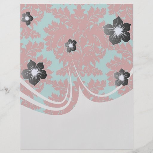 red and teal aqua bold intricate damask custom flyer