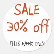 Red and white 30% off  >Sale Sticker