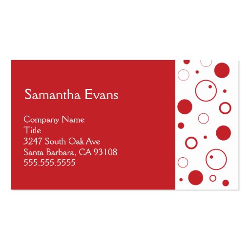 Red and White Bubbles Business Card