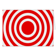 Red and White Bulls-Eye Greeting Cards