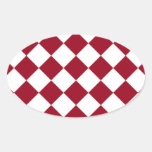 Red and White Chequered Design Oval Stickers
