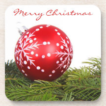 Red and White Christmas Ornament Coasters