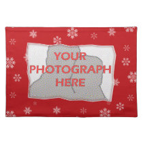 Red and white Christmas Snowflakes pattern placemats