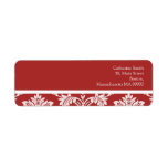 Red and White Damask Address Labels