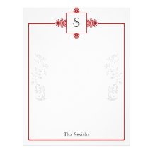 Red and White Damask Letterhead