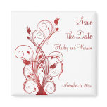 Red and White Floral Save the Date Magnet