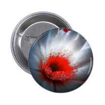 Red and White Flower Pinback Button