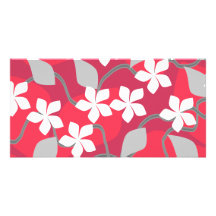 Red and White Flowers. Floral Pattern. Photo Greeting Card