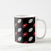 Red and White Footballs Pattern Coffee Mug