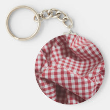 Red and White Gingham Checkered Cloth Key Chains