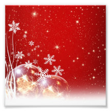 Red and White Holiday Christmas Bauble Design Photo Art
