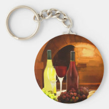 Red and White in the Cellar Keychains