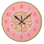Red and White Japanese Floral Wall Clock
