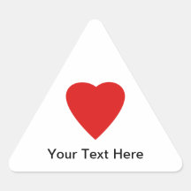 Red and White Love Heart Design. Triangle Stickers