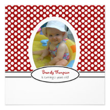 Red and White Polka Dot Party Invitation