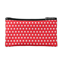Red and White Polka Dot Pattern. Spotty. Cosmetic Bags