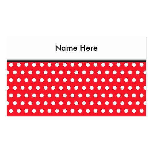 Red and White Polka Dot Pattern. Spotty. Business Card Template