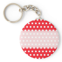 Red and White Polka Dot Pattern. Spotty. Keychain