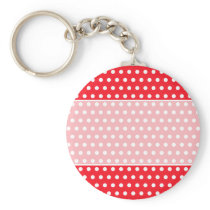 Red and White Polka Dot Pattern. Spotty. Keychain