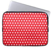 Red and White Polka Dot Pattern. Spotty. Laptop Computer Sleeve