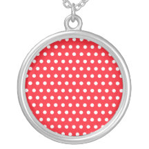 Red and White Polka Dot Pattern. Spotty. Necklaces