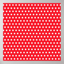 Red and White Polka Dot Pattern. Spotty. Posters