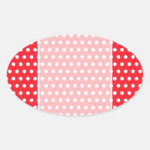 Red and White Polka Dot Pattern. Spotty. Oval Stickers