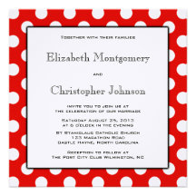 Red and White Polka Dot Wedding Invitation