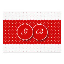 Red and White Polka Dot Wedding Invitation