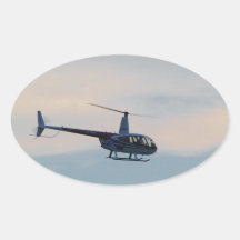 Red and White R44 Helicopter Oval Stickers