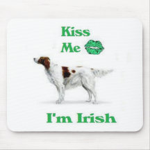 Red and White Setter-Kiss me I'm Irish Mouse Pad