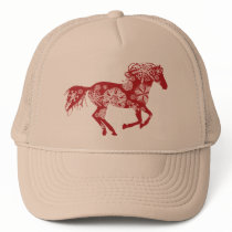 Red and White Snowflake Christmas Horse Mesh Hats
