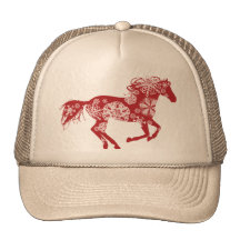 Red and White Snowflake Christmas Horse Mesh Hats