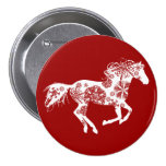 Red and White Snowflake Christmas Horse Pin