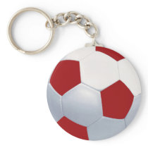 Red and White Soccer Ball Keychain