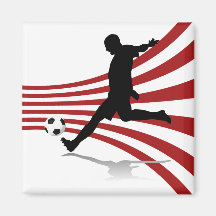 Red and White Soccer Player Magnet