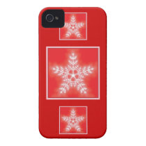 Red and White Star Snowflake Iphone 4 Case-mate Case