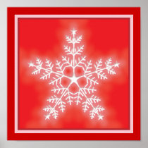 Red and White Star Snowflake Posters