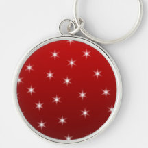 Red and White Stars Pattern. Key Chain