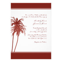 Red and White Tropical Palms Invitation