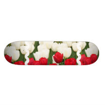 Red and White Tulips Skateboard