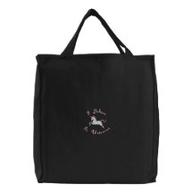 Red and White Unicorn Tote Embroidered Bags