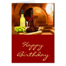 Red and White Wine in the Cellar Birthday Greeting Card