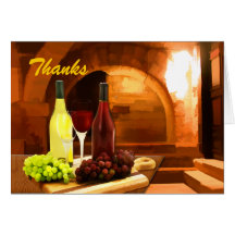 Red and White Wine in the Cellar Thanks Greeting Card
